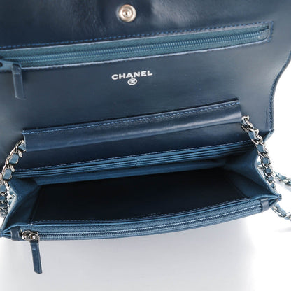 Chanel Aged Lambskin Quilted Reissue Wallet On Chain WOC Dark Blue 5 of 8