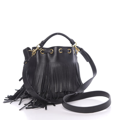 Saint Laurent Calfskin Small Emmanuelle Fringe Hobo Bag Black 3 of 9