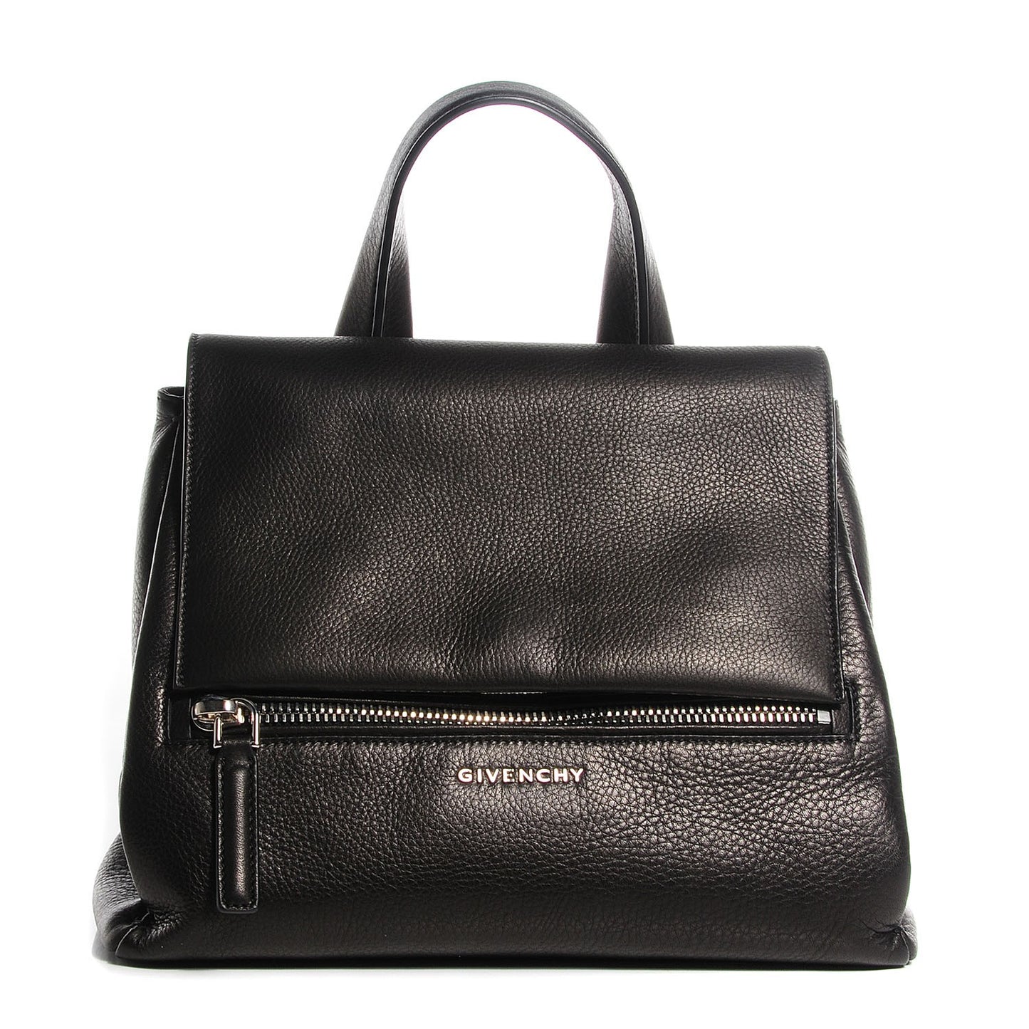 Textured Calfskin Small Pandora Pure Flap Bag Black