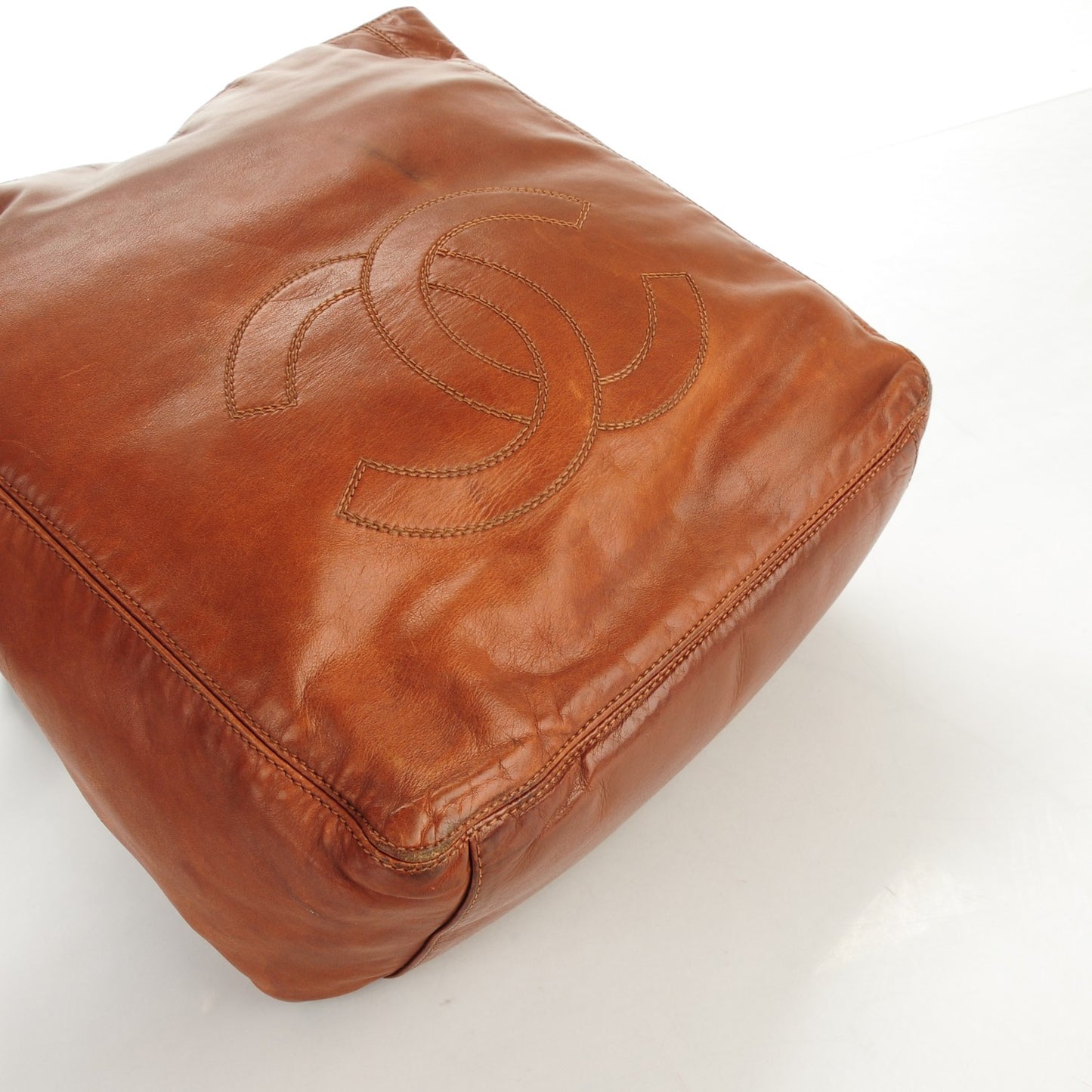 Lambskin CC Tassel Shoulder Bag Light Brown