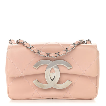 Chanel Lambskin Diamond Stitched CC Flap Pink 1 of 15