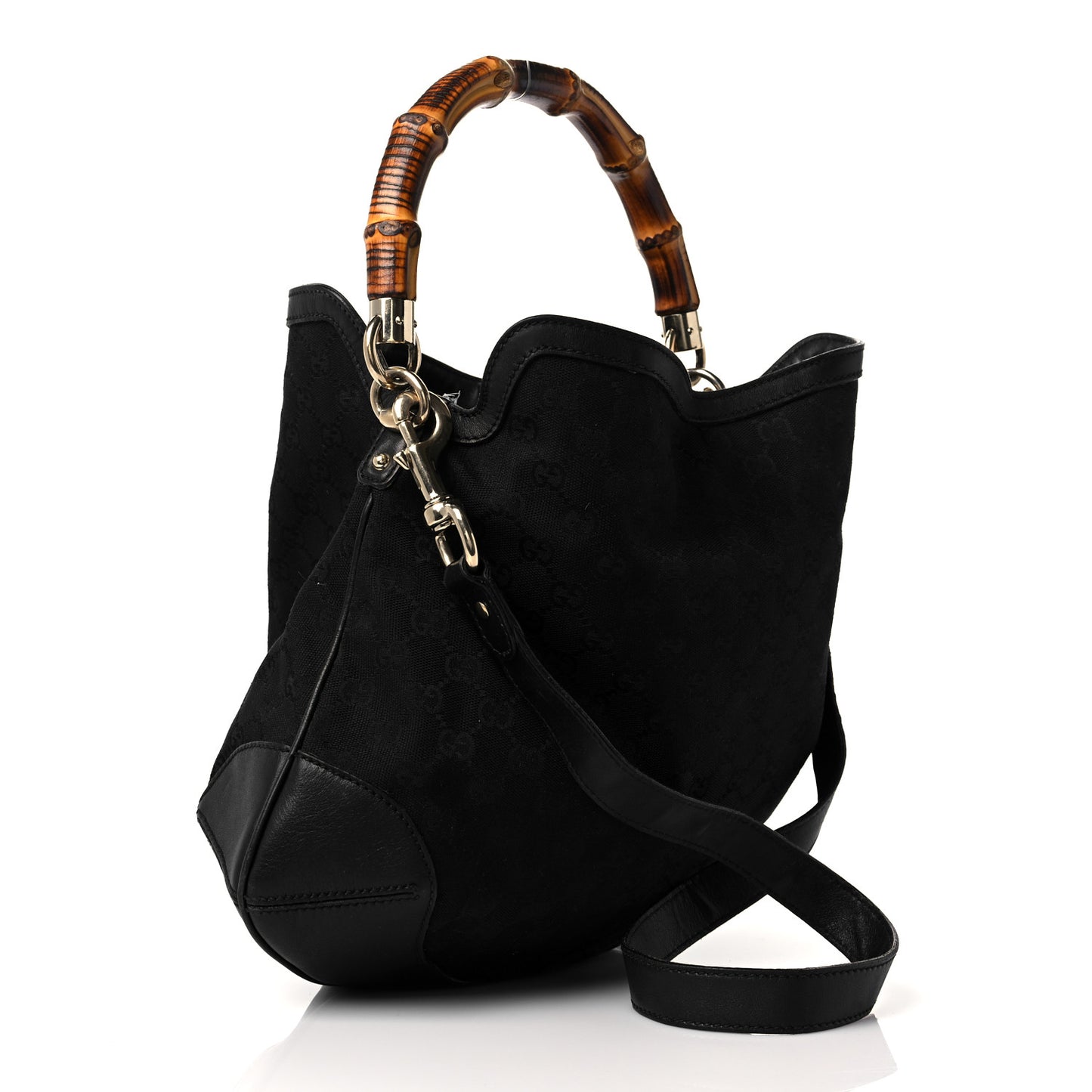 Monogram Medium Peggy Bamboo Top Handle Bag Black