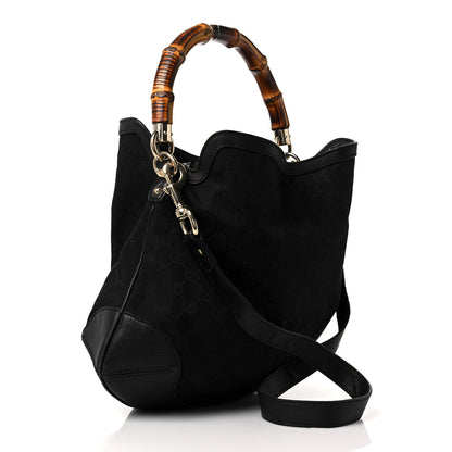 Gucci Monogram Medium Peggy Bamboo Top Handle Bag Black 3 of 14