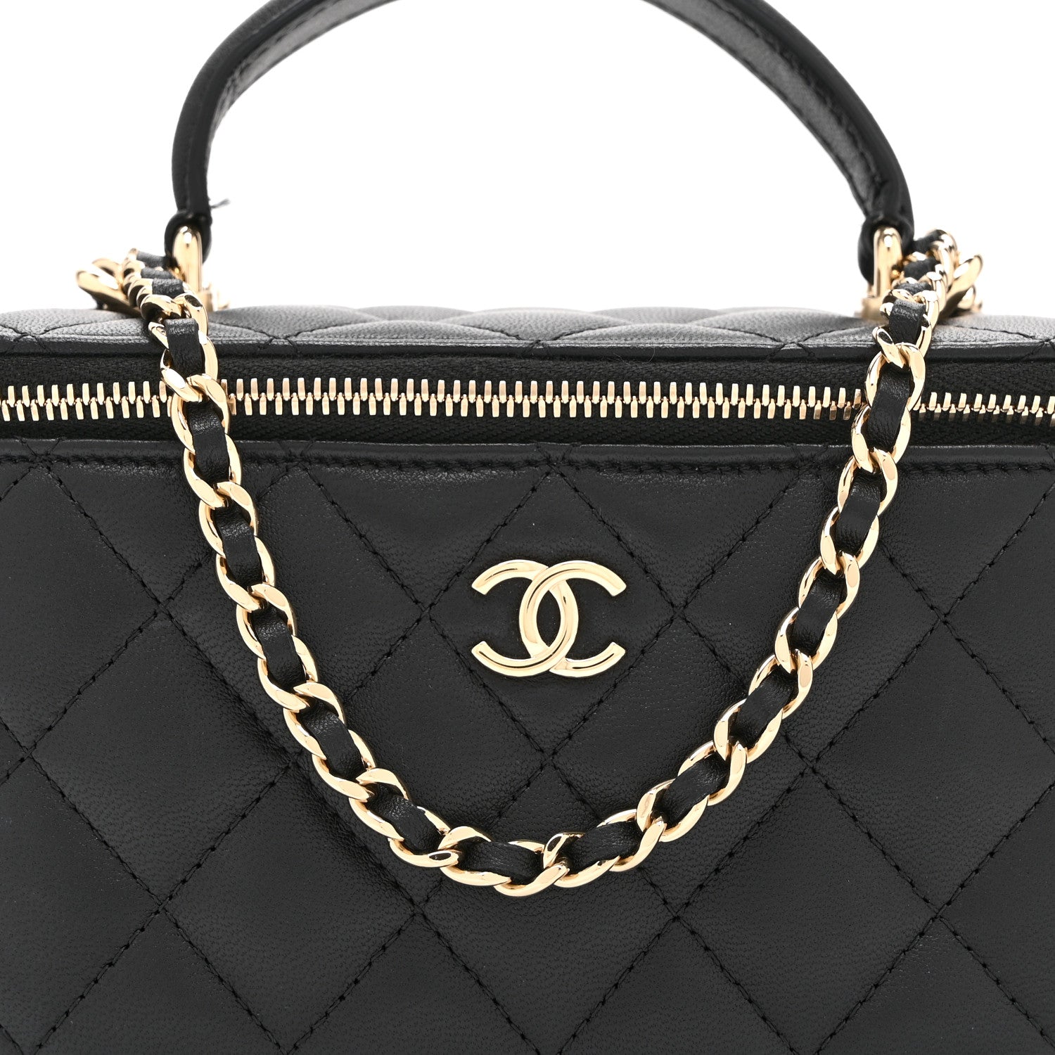 Chanel Lambskin Quilted Small Top Handle Vanity Case With Chain Black 9 of 11