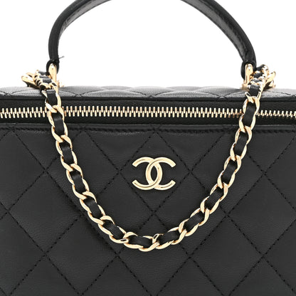 Chanel Lambskin Quilted Small Top Handle Vanity Case With Chain Black 9 of 11