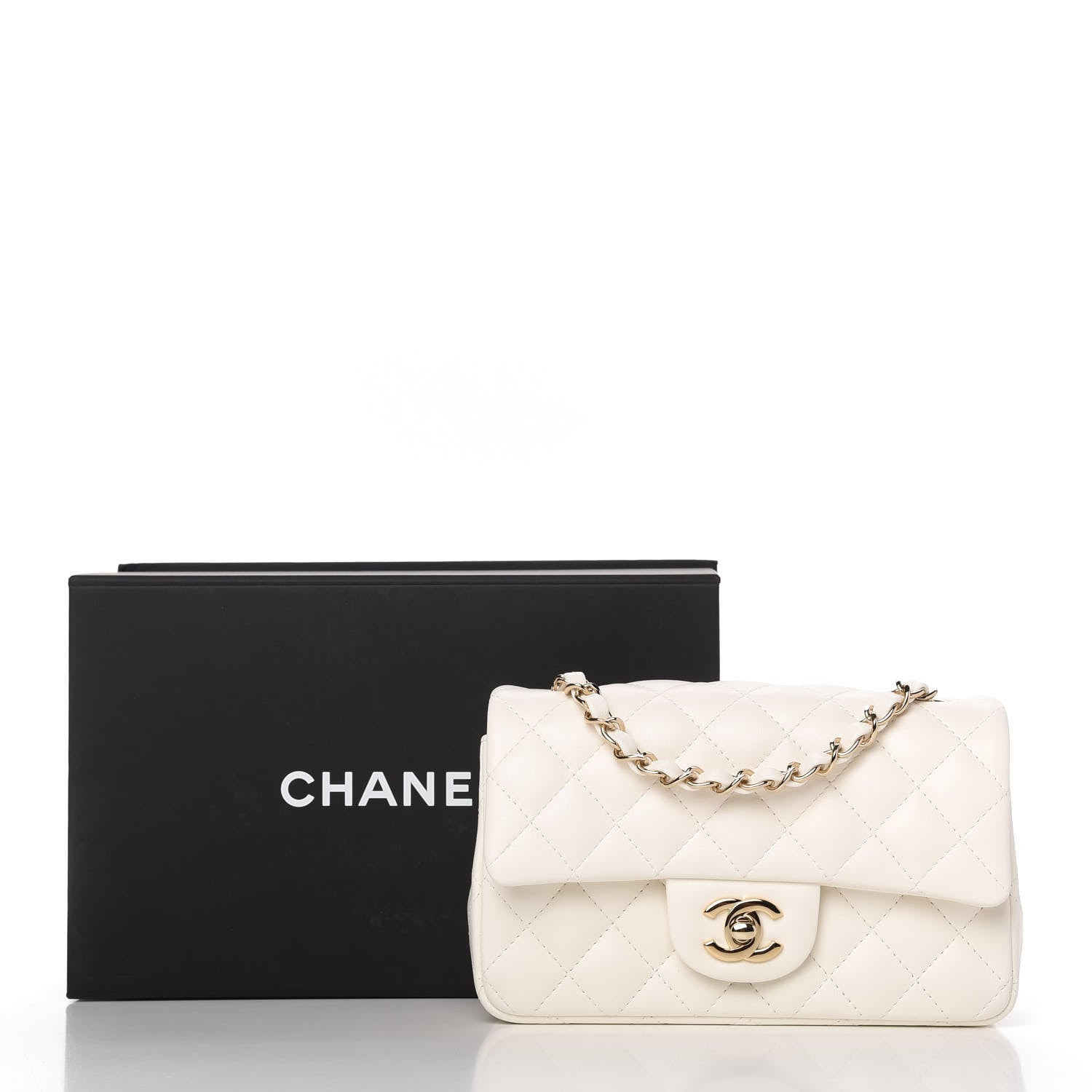 Chanel Lambskin Quilted Mini Rectangular Flap White 11 of 11