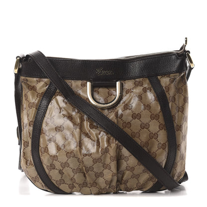 Gucci Crystal Monogram Small D Gold Ring Messenger Dark Brown 1 of 15