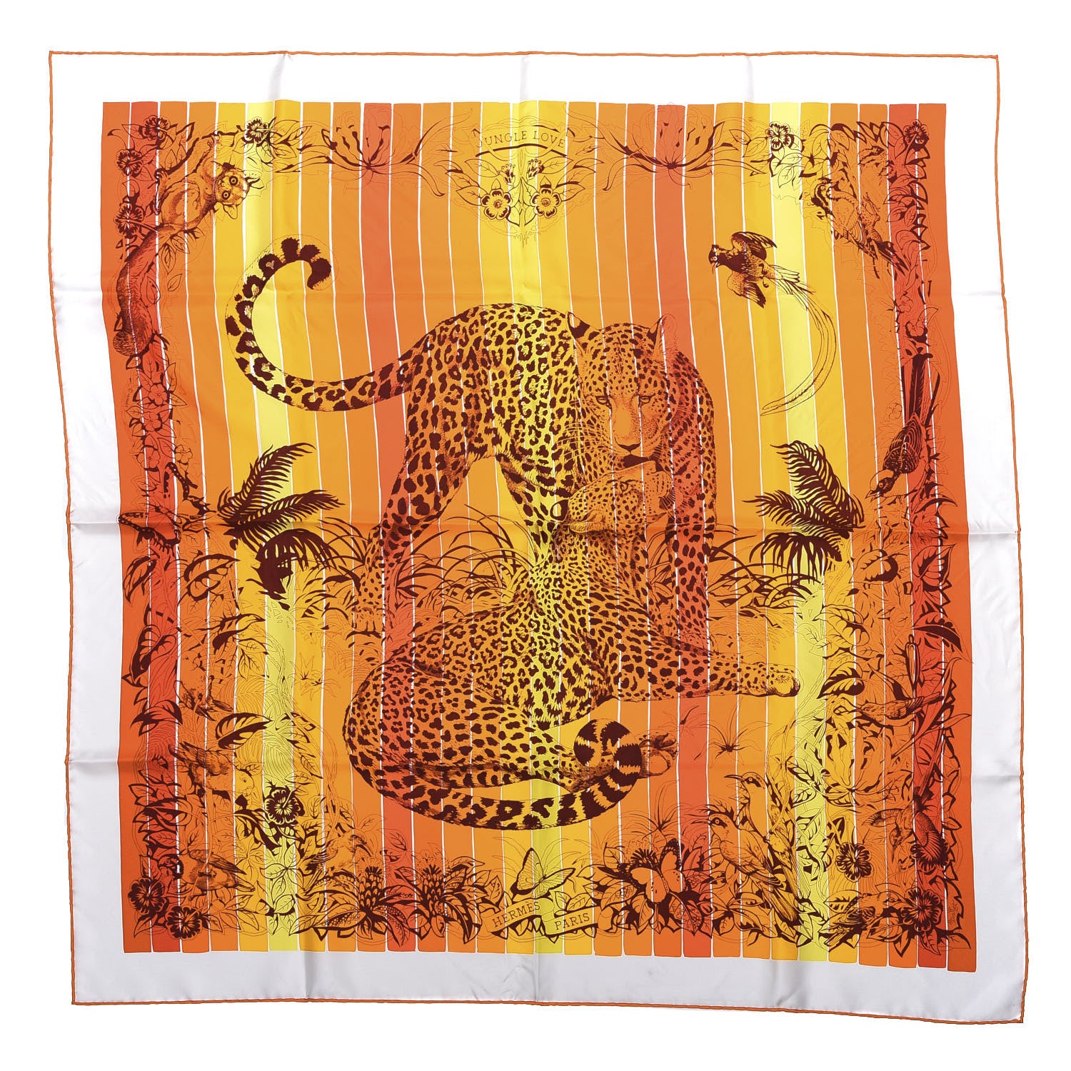 Hermes Silk Carre Jungle Love Rainbow Scarf 90 1 of 4