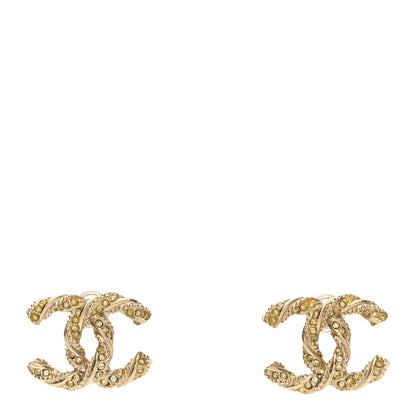 Chanel Crystal Twisted CC Earrings Gold 1 of 4