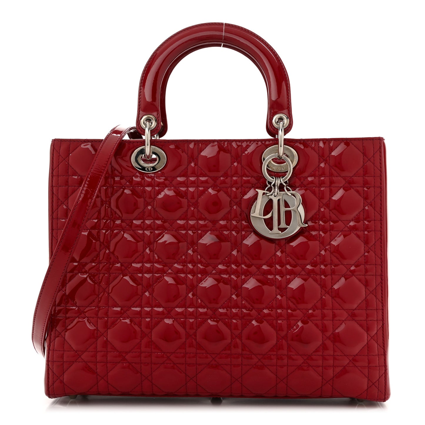 Patent Cannage Large Lady Dior Red