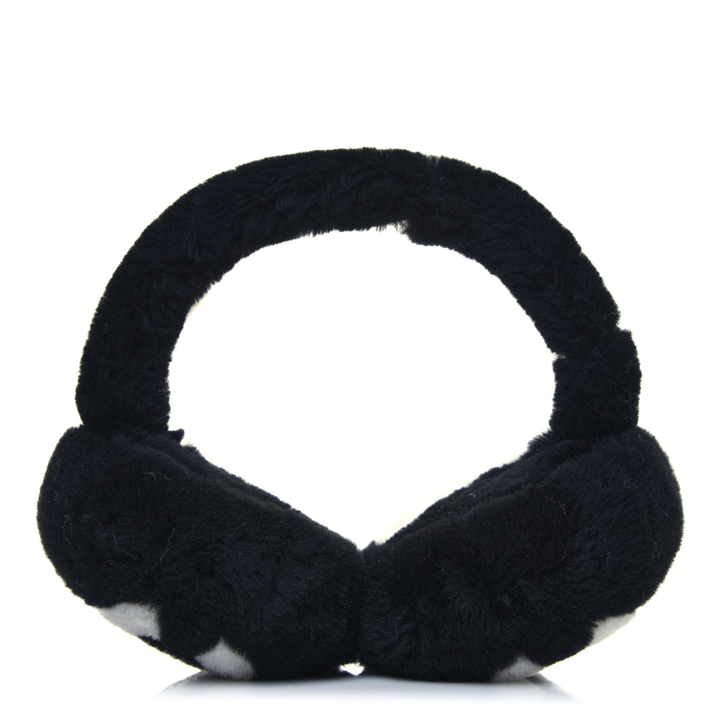 Shearling CC Ear Muffs Black White