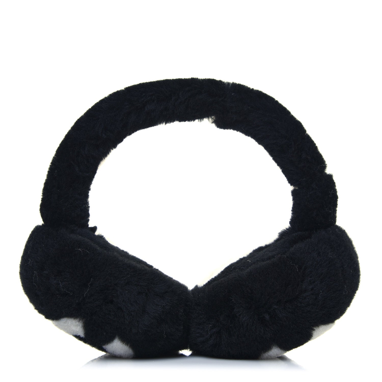 Chanel Shearling CC Ear Muffs Black White 2 of 10