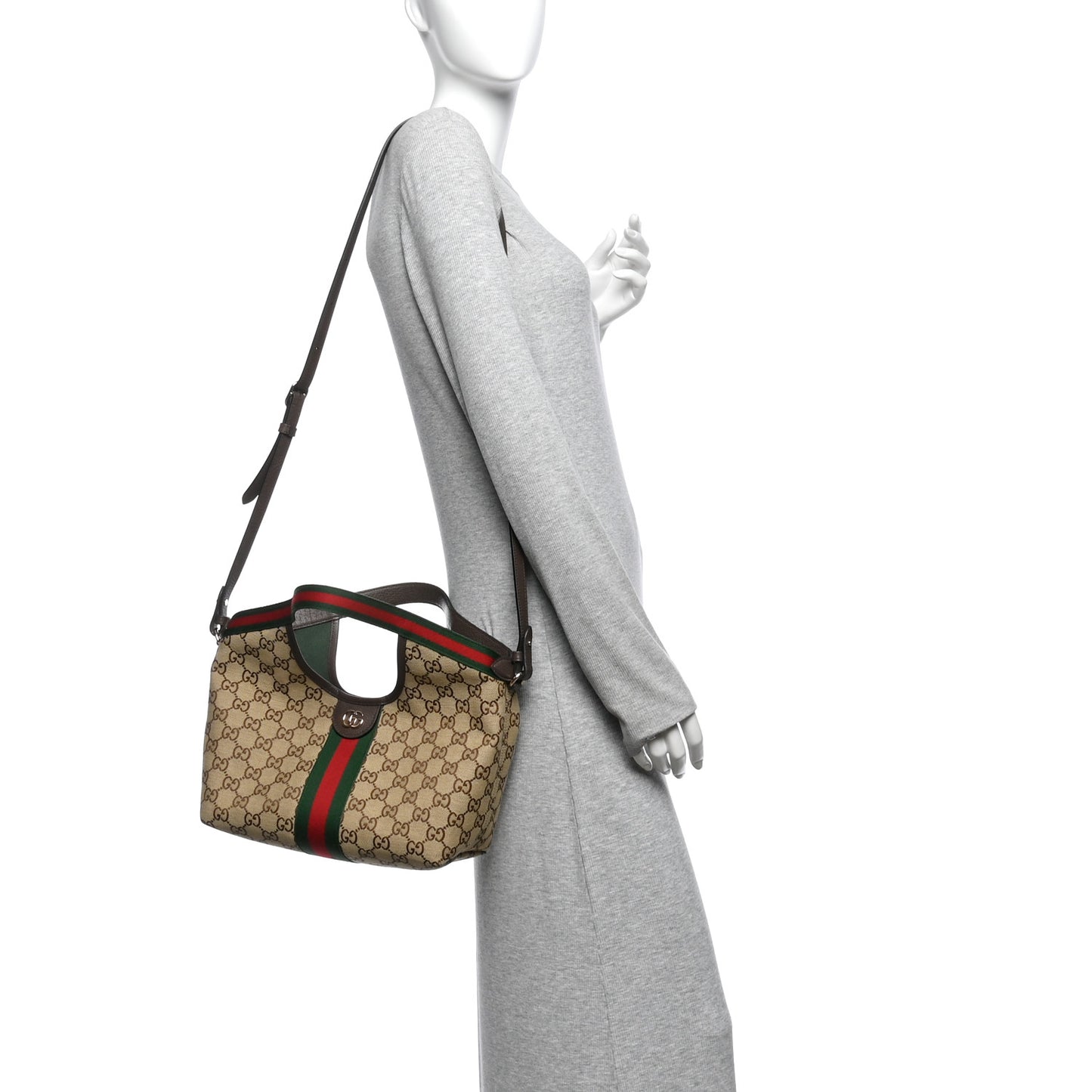 Monogram Web Small Giglio Tote Beige Dark Brown