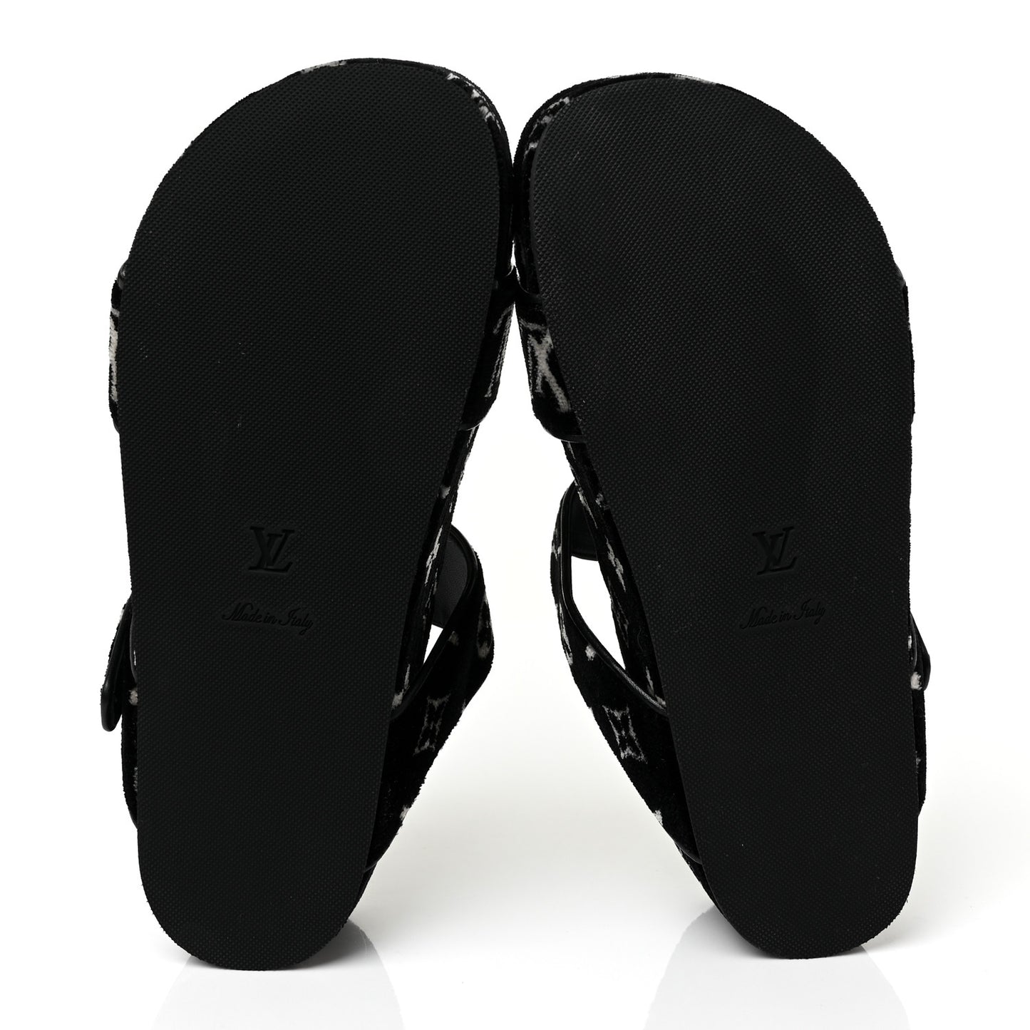 Velvet Monogram Jumbo Flatform Mule Sandals 39 Black White