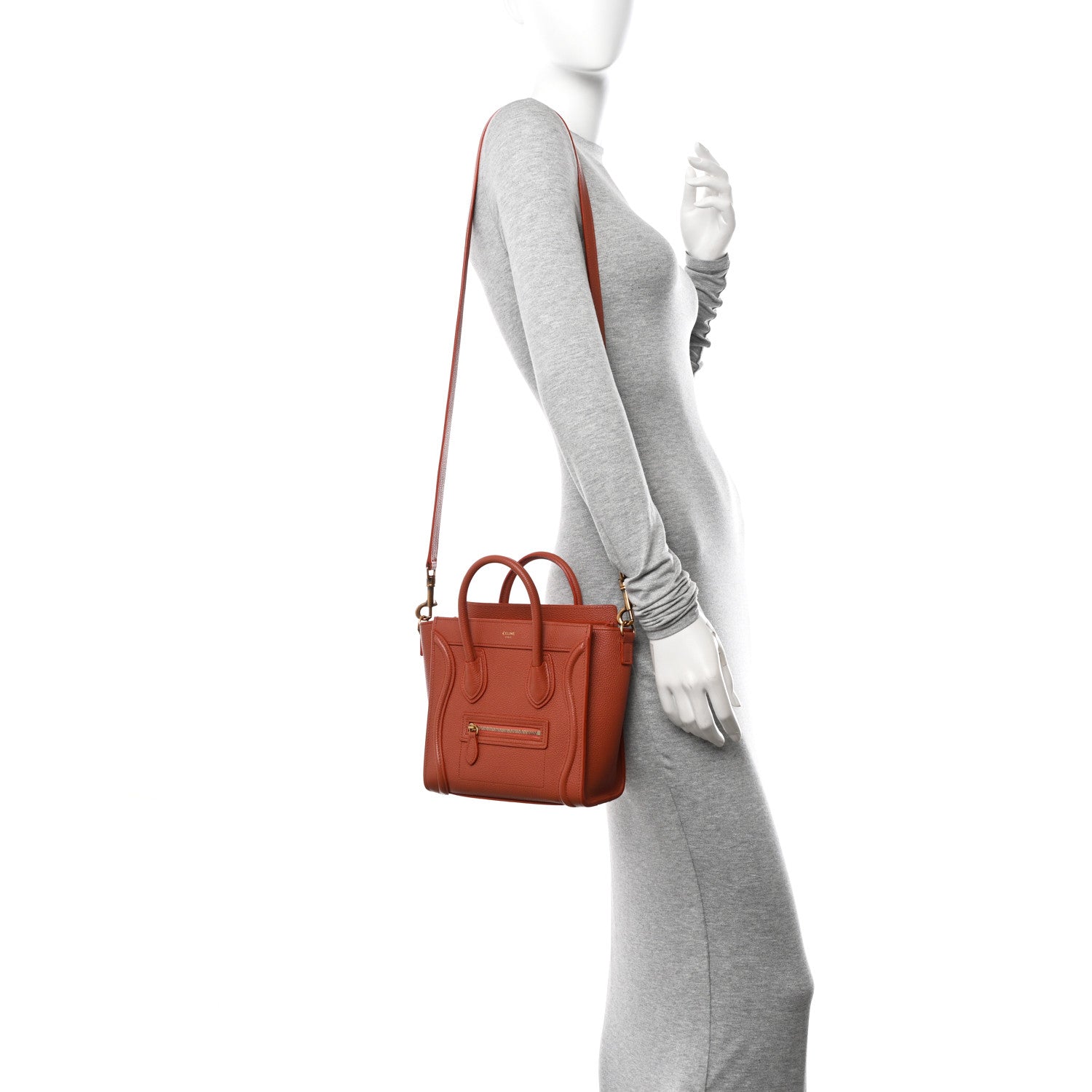 Celine Drummed Calfskin Nano Luggage Lychee 2 of 10