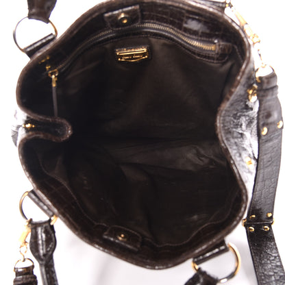 Miu Miu Calfskin Crocodile Embossed St Cocco Shopping Tote Brown 10 of 16