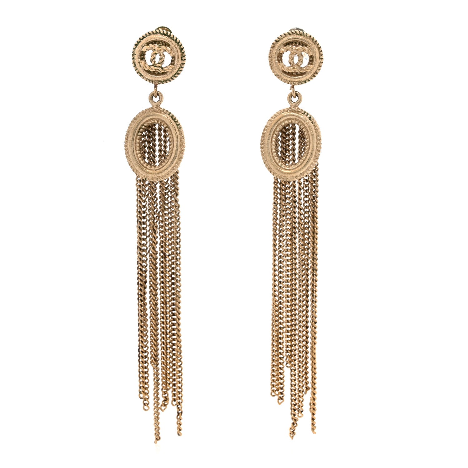 Chanel Chain CC Drop Earrings Gold 1 of 6
