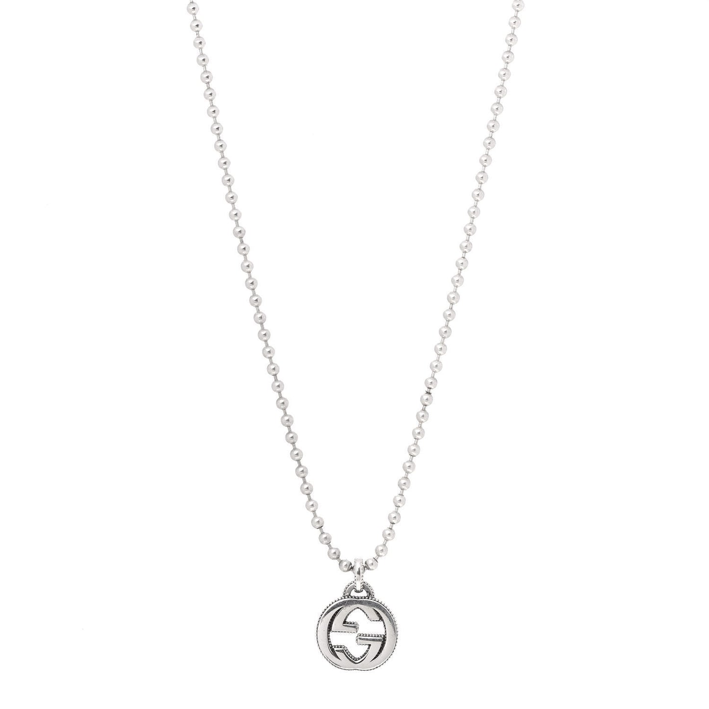 Sterling Silver Interlocking Circle GG Pendant Necklace