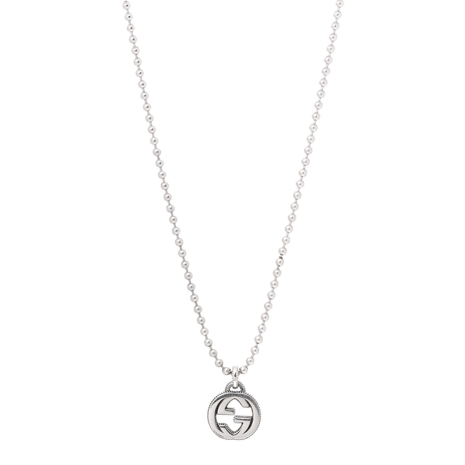 Gucci Sterling Silver Interlocking Circle GG Pendant Necklace 1 of 8