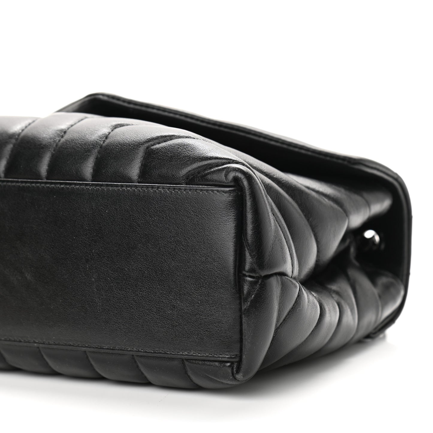 Calfskin Y Quilted Monogram Small Loulou Chain Satchel Black