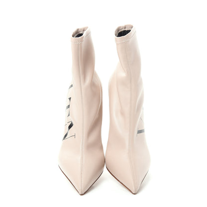 Valentino Garavani Eco Leather VLTN 100mm Sock Booties 37 Dust Pink Black 5 of 8