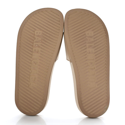 Balenciaga Rubber Womens Logo Pool Slide Sandals 36 Beige Black 5 of 8
