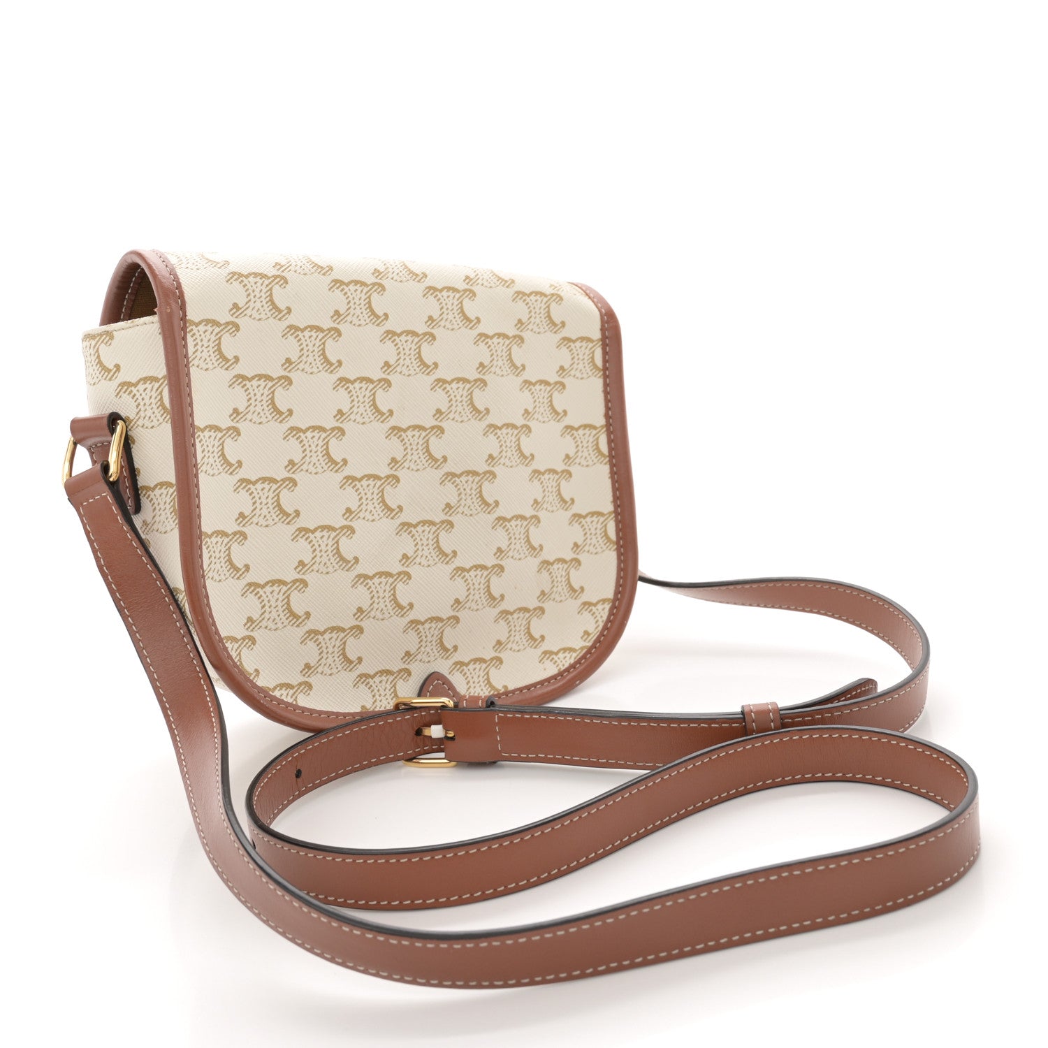 Celine Triomphe Canvas Medium Folco Bag White 3 of 12