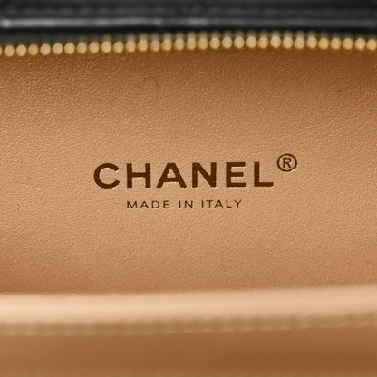 Chanel Lambskin Metal Quilted Golden Plate Vanity Case Black Golden Plate Vanity Case Black Gold 6 of 10