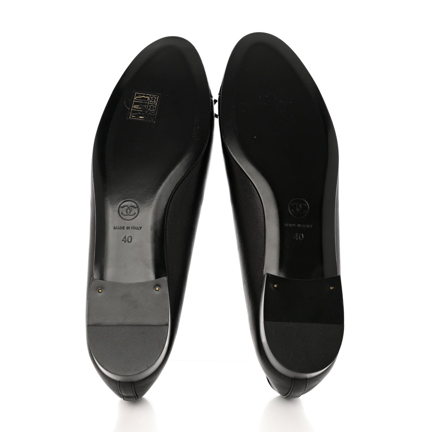 Lambskin Patent Cap Toe CC Ballerina Flats 40 Black