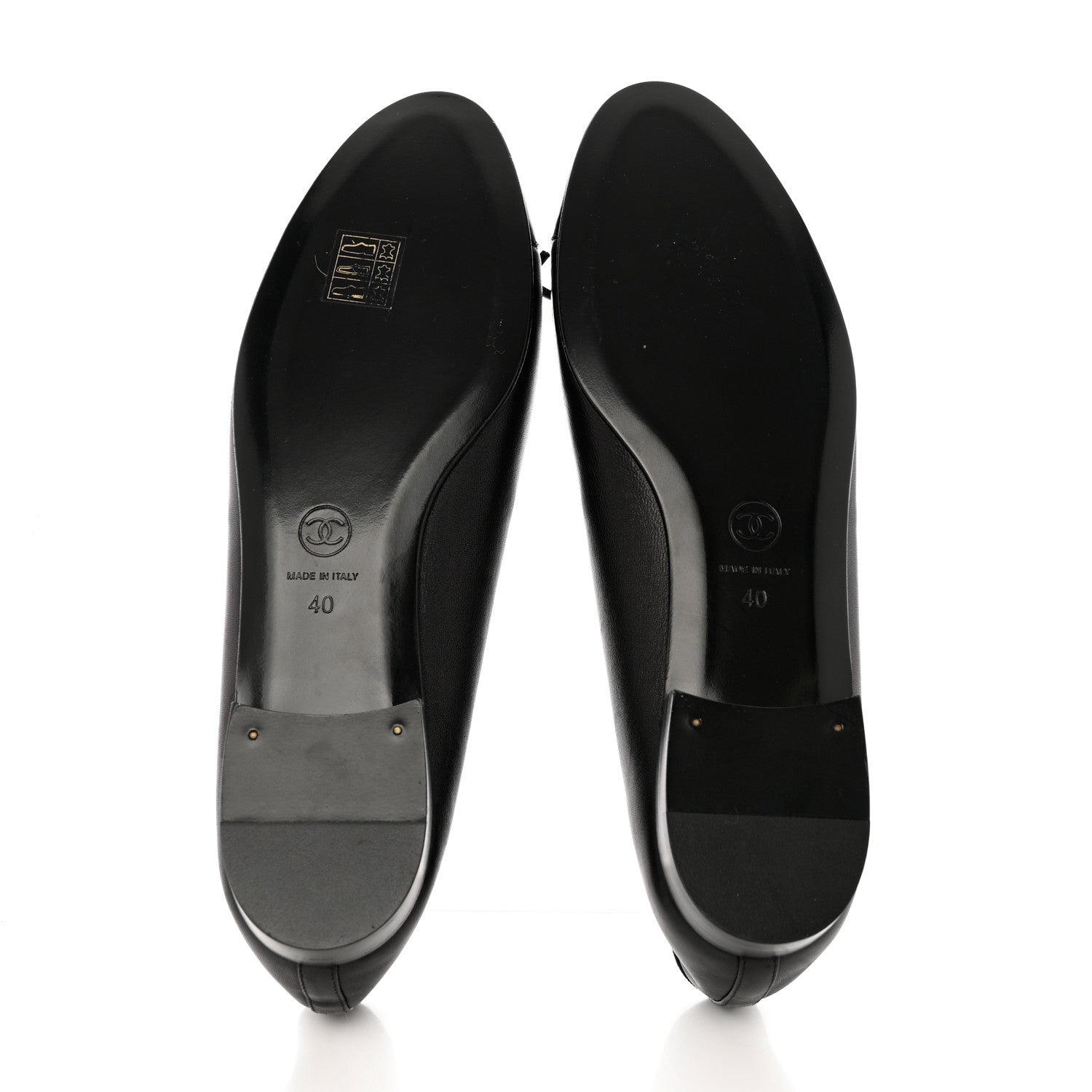 Chanel Lambskin Patent Cap Toe CC Ballerina Flats 40 Black 5 of 12