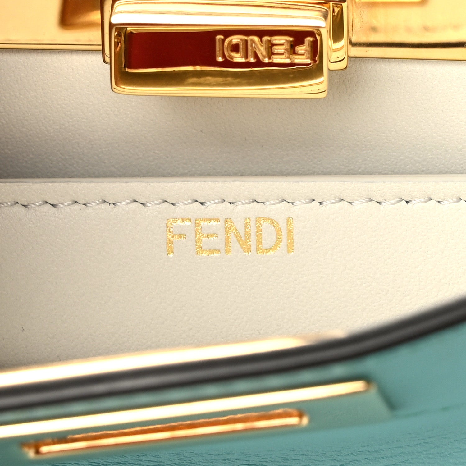 Fendi Vitello Seta Shiny Nappa Small Peekaboo I SEE U Satchel Real Tiffany White 6 of 9