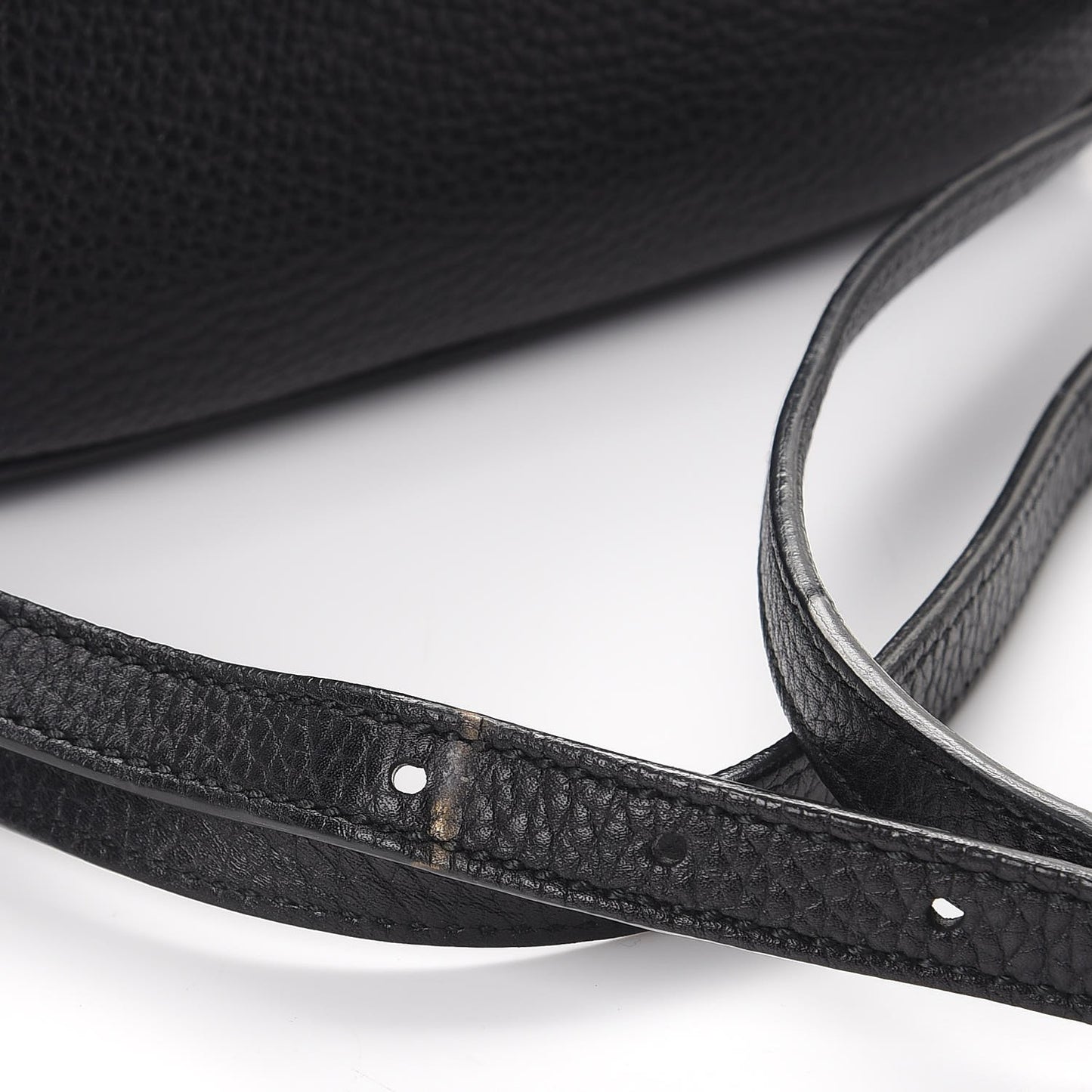 Pebbled Calfskin Small Soho Disco Bag Black
