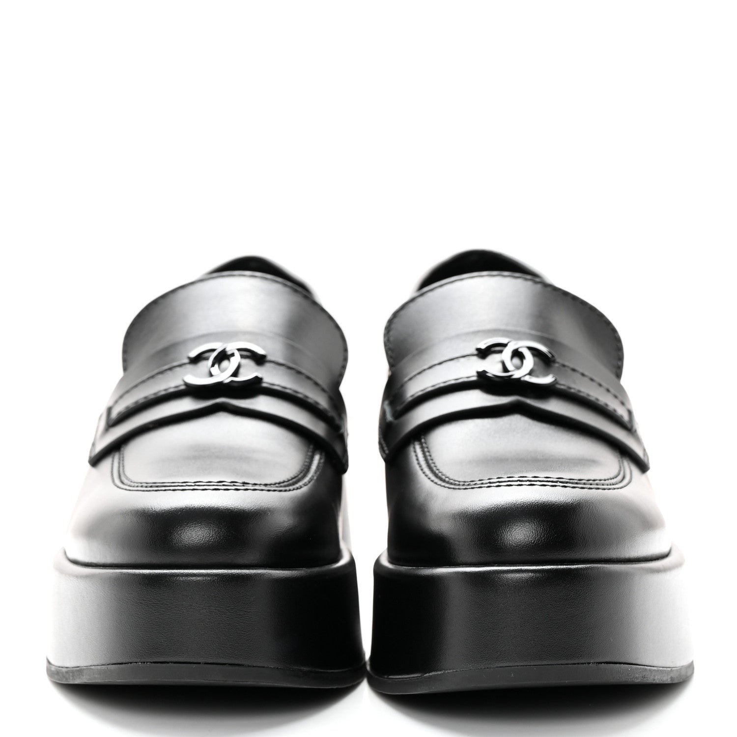 Chanel Calfskin CC Platform Loafers 37 Black 2 of 11