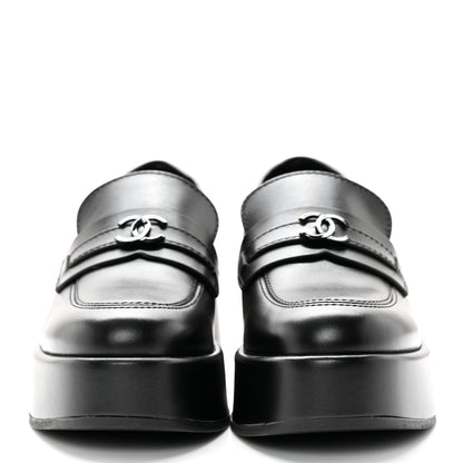 Chanel Calfskin CC Platform Loafers 37 Black 2 of 11