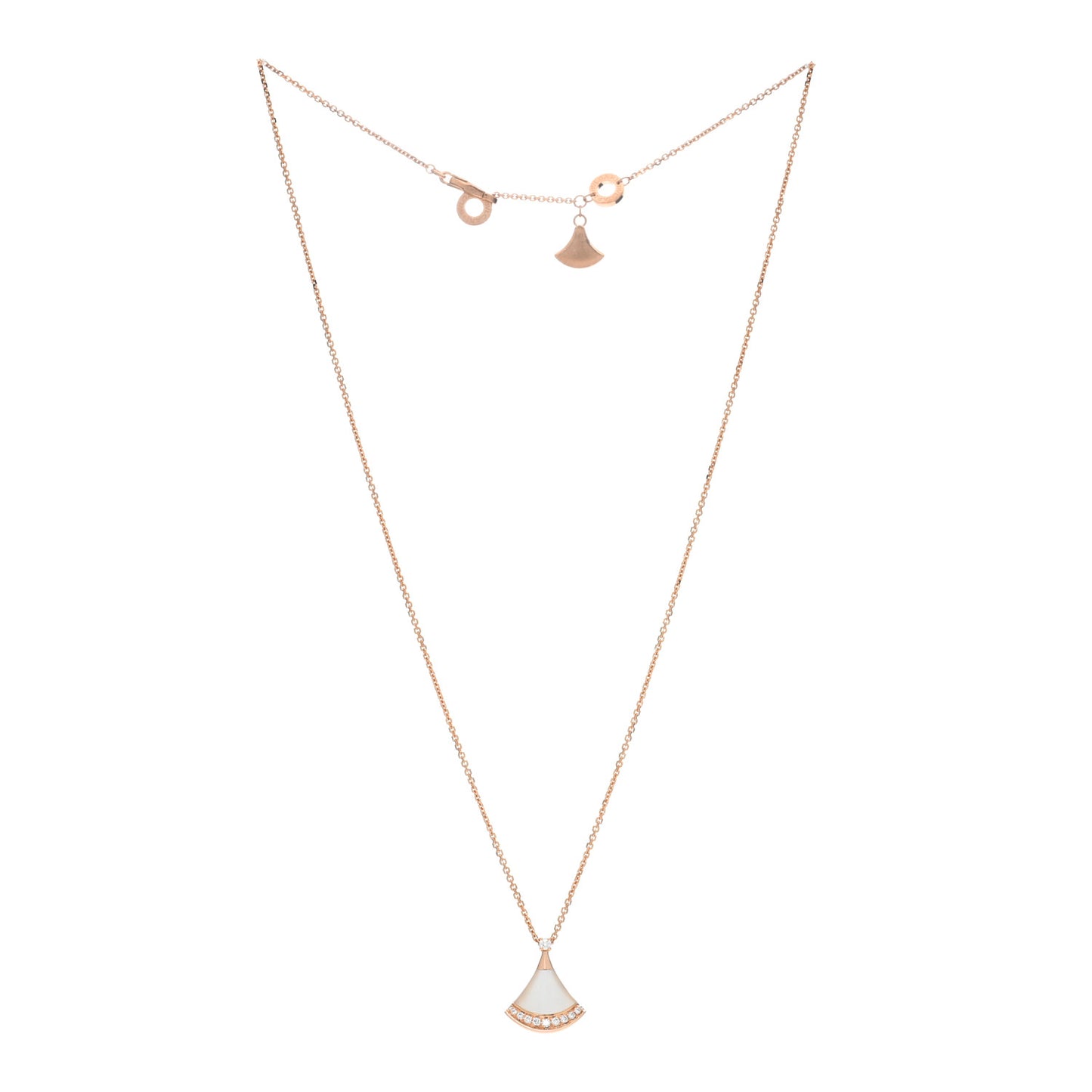 18K Rose Gold Diamond Mother of Pearl Divas' Dream Pave Pendant Necklace