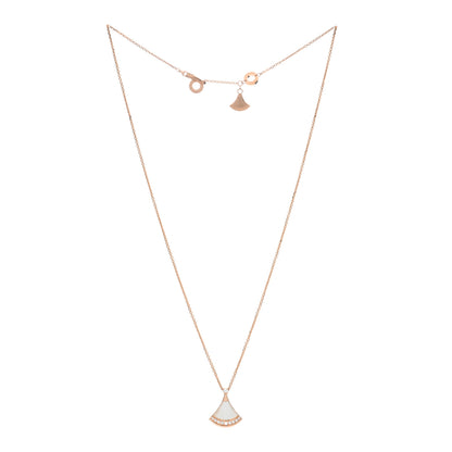 Bulgari 18K Rose Gold Diamond Mother of Pearl Divas' Dream Pave Pendant Necklace 2 of 5