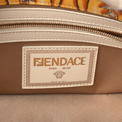 Fendi X VERSACE Silk Fendace FF Baroque Quilted Scarf Baguette White Gold 6 of 9