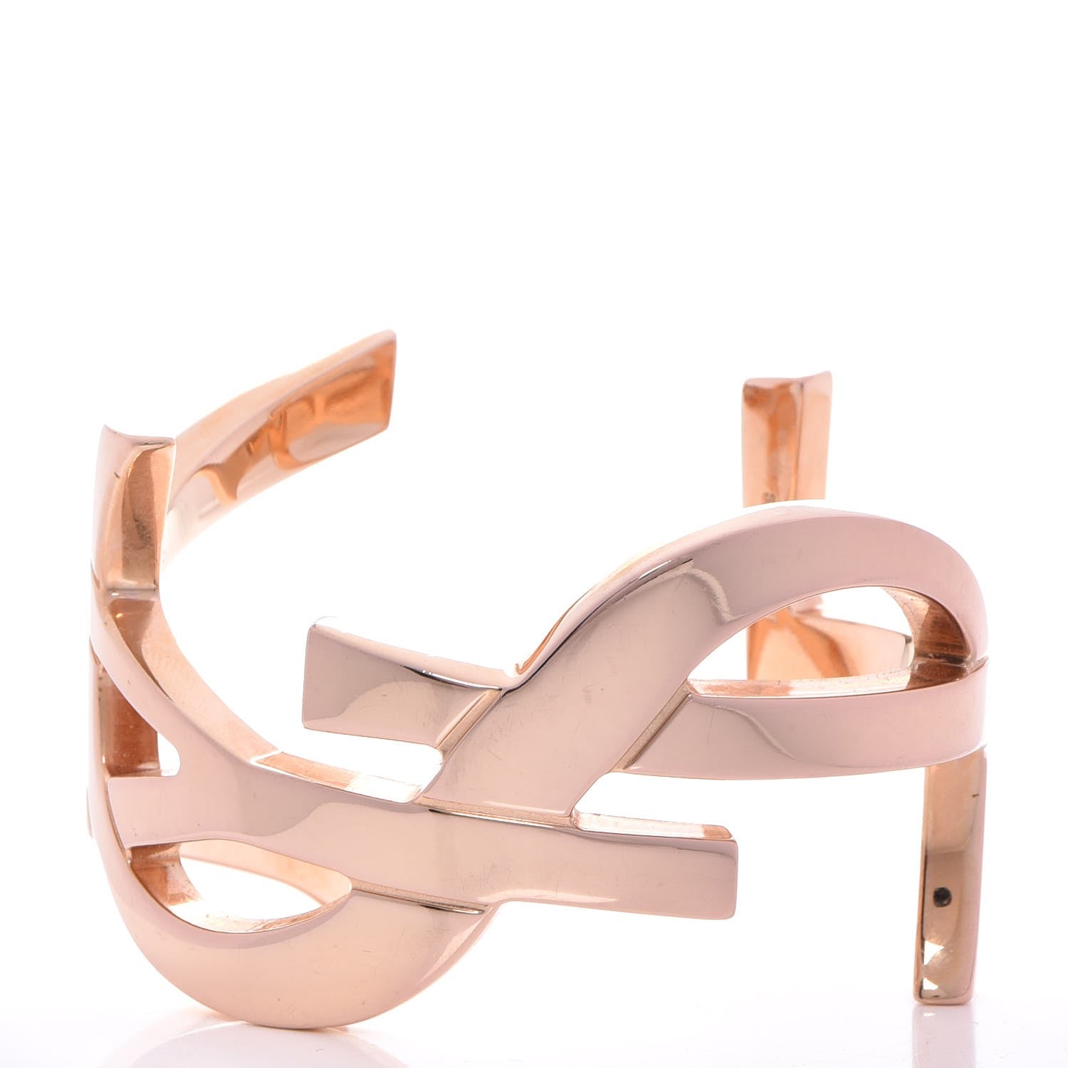 Saint Laurent Brass Monogram Cuff Rose Gold 1 of 6