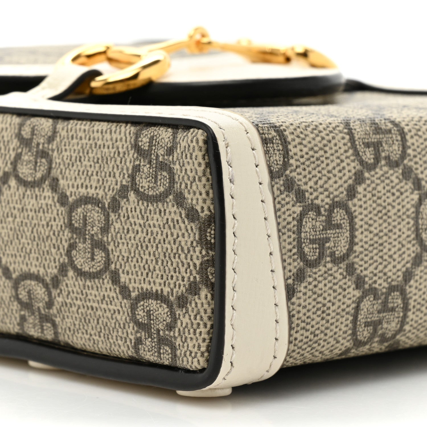 Gucci GG Supreme Monogram Azalea Calfskin Mini Horsebit 1955 Crossbody Bag Beige Ebony Mystic White 9 of 10