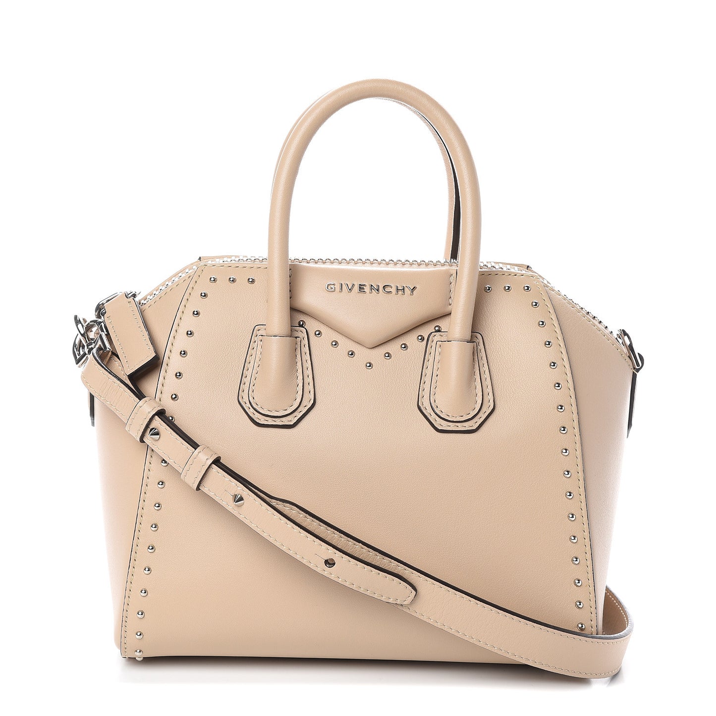 Calfskin Mini Studded Antigona Beige Buff