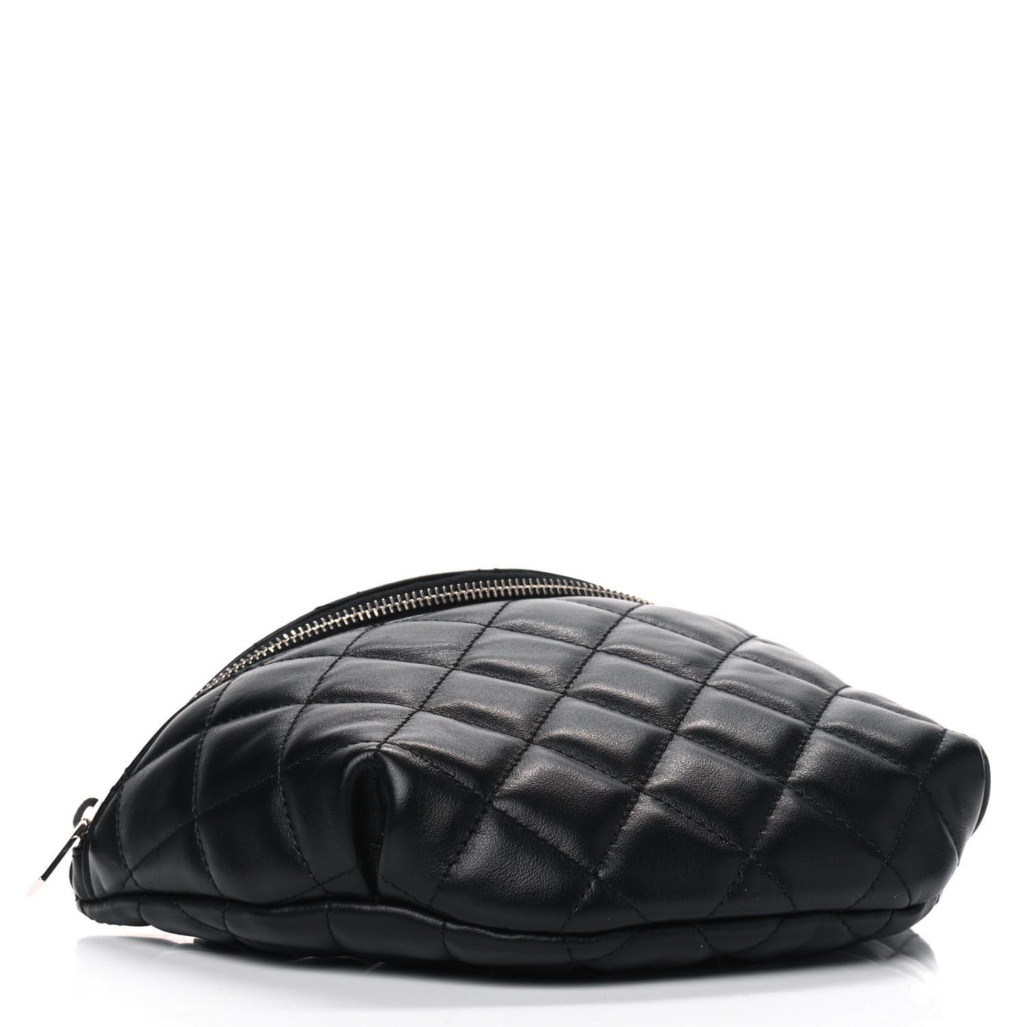 Calfskin Quilted Waist Belt Bag Black
