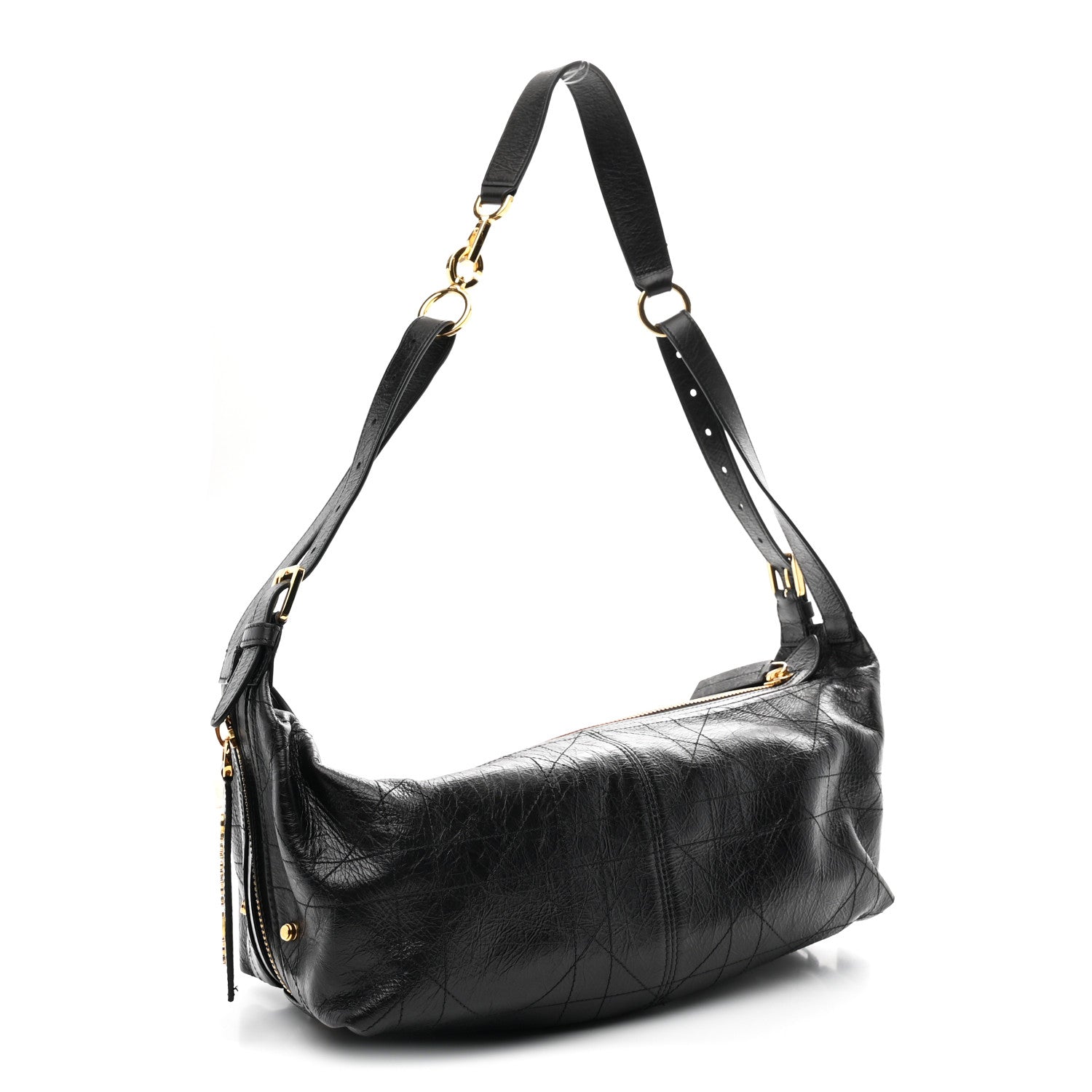 Christian Dior Crinkled Calfskin Macrocannage Medium D-Journey Bag Black 3 of 11