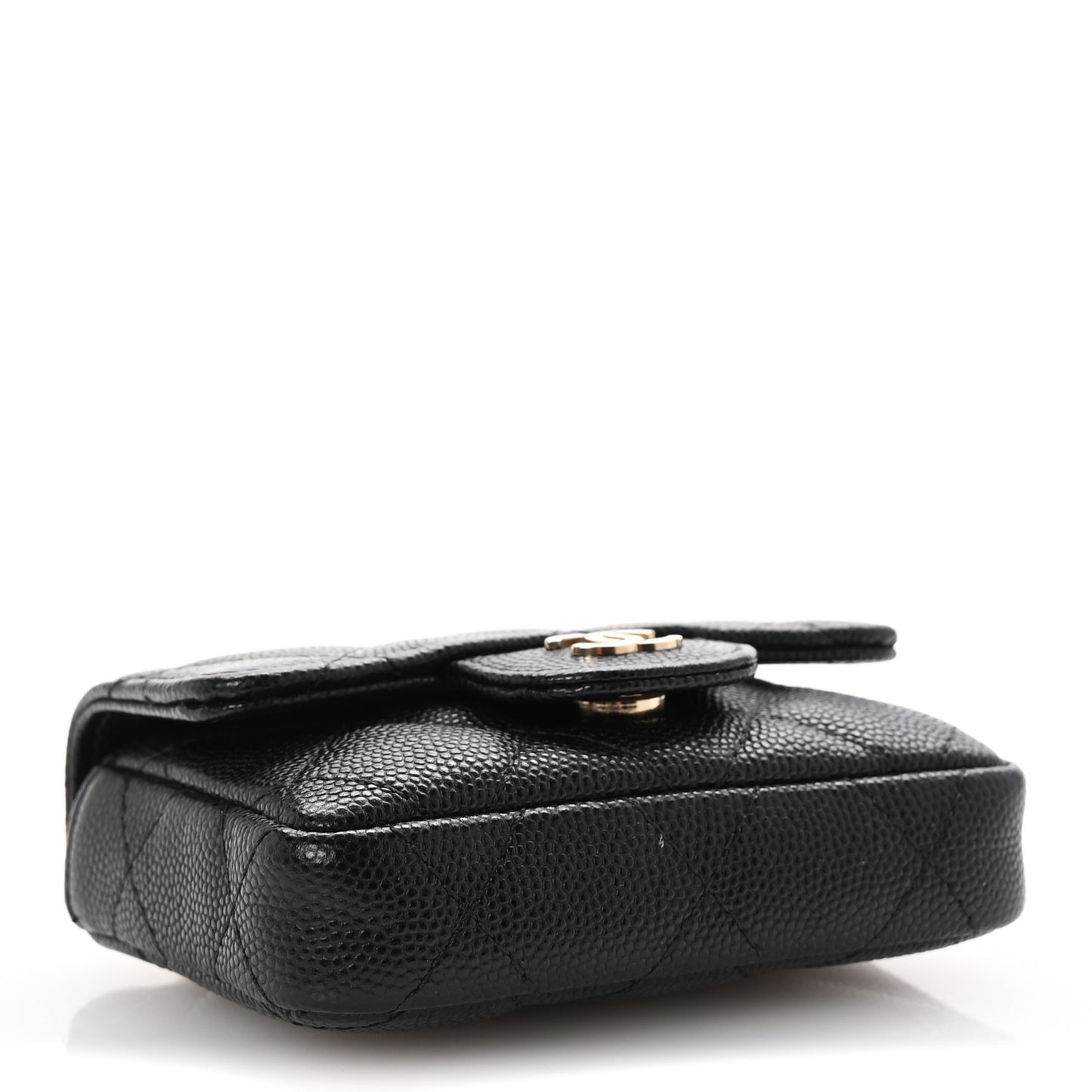 Caviar Quilted Mini Chain Belt Bag Black