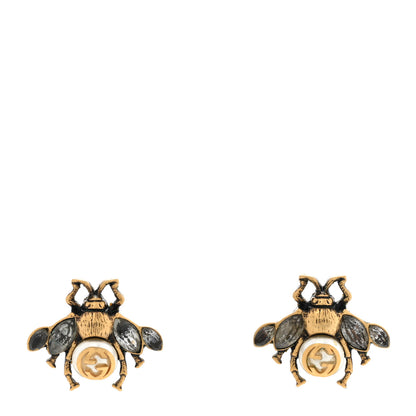Gucci Crystal Pearl GG Bee Earrings Gold 1 of 4