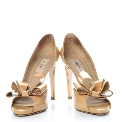 Valentino Garavani Patent Couture Bow Peep Toe d'Orsay 15/110mm Pumps 37 Beige 5 of 11