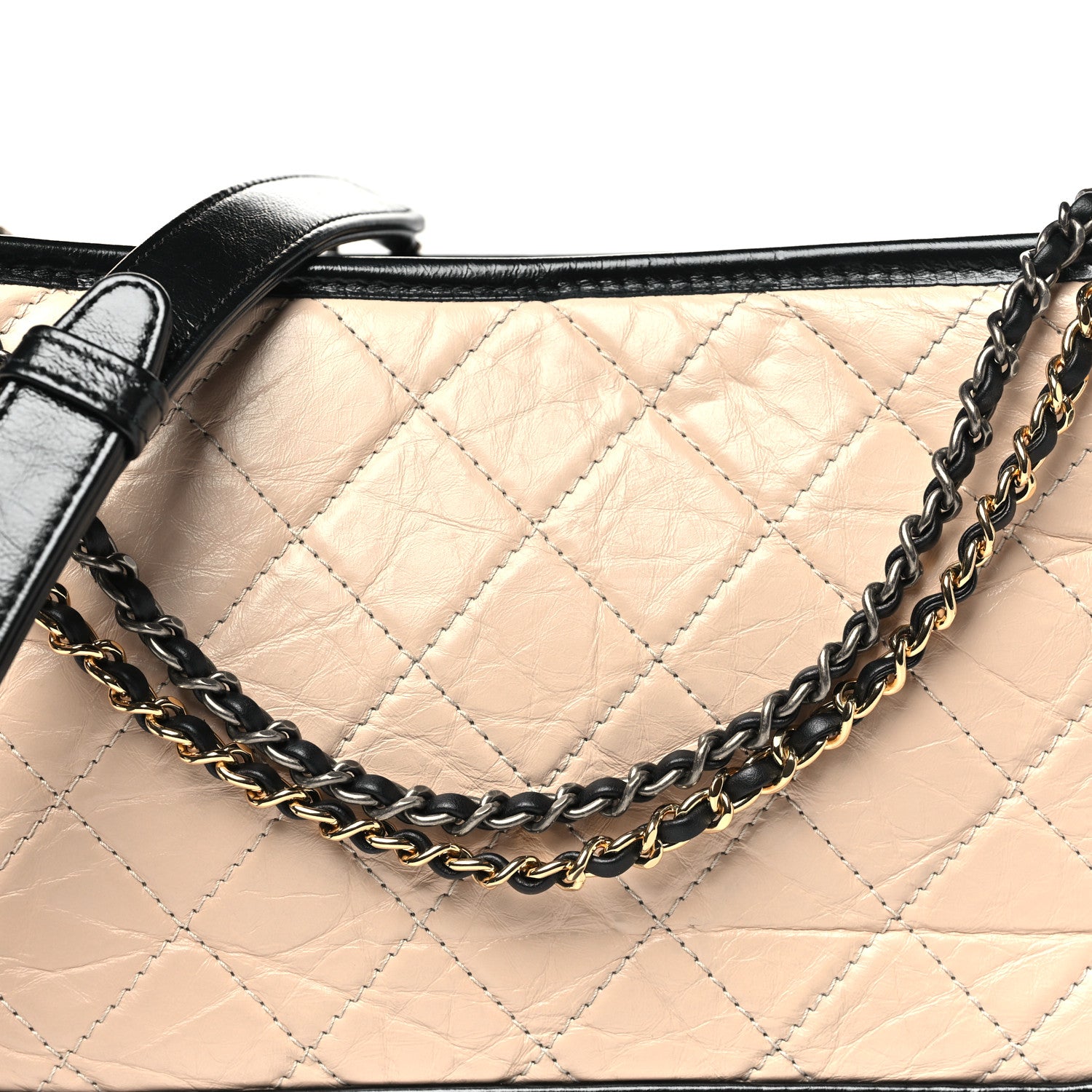 Chanel Aged Calfskin Quilted Medium Gabrielle Hobo Beige Black 8 of 11