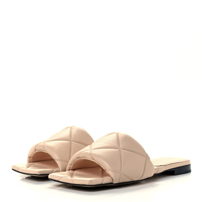 Bottega Veneta Nappa Quilted Rubber Lido Flat Sandals 38.5 Cane Sugar 2 of 7