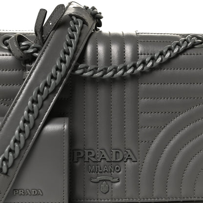 Prada Soft Calfskin Impunture Diagramme Flap Crossbody Bag Mercurio 7 of 13