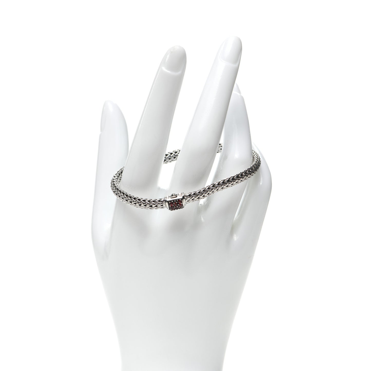 Sterling Silver Red Sapphire 5mm Classic Chain Lava Bracelet
