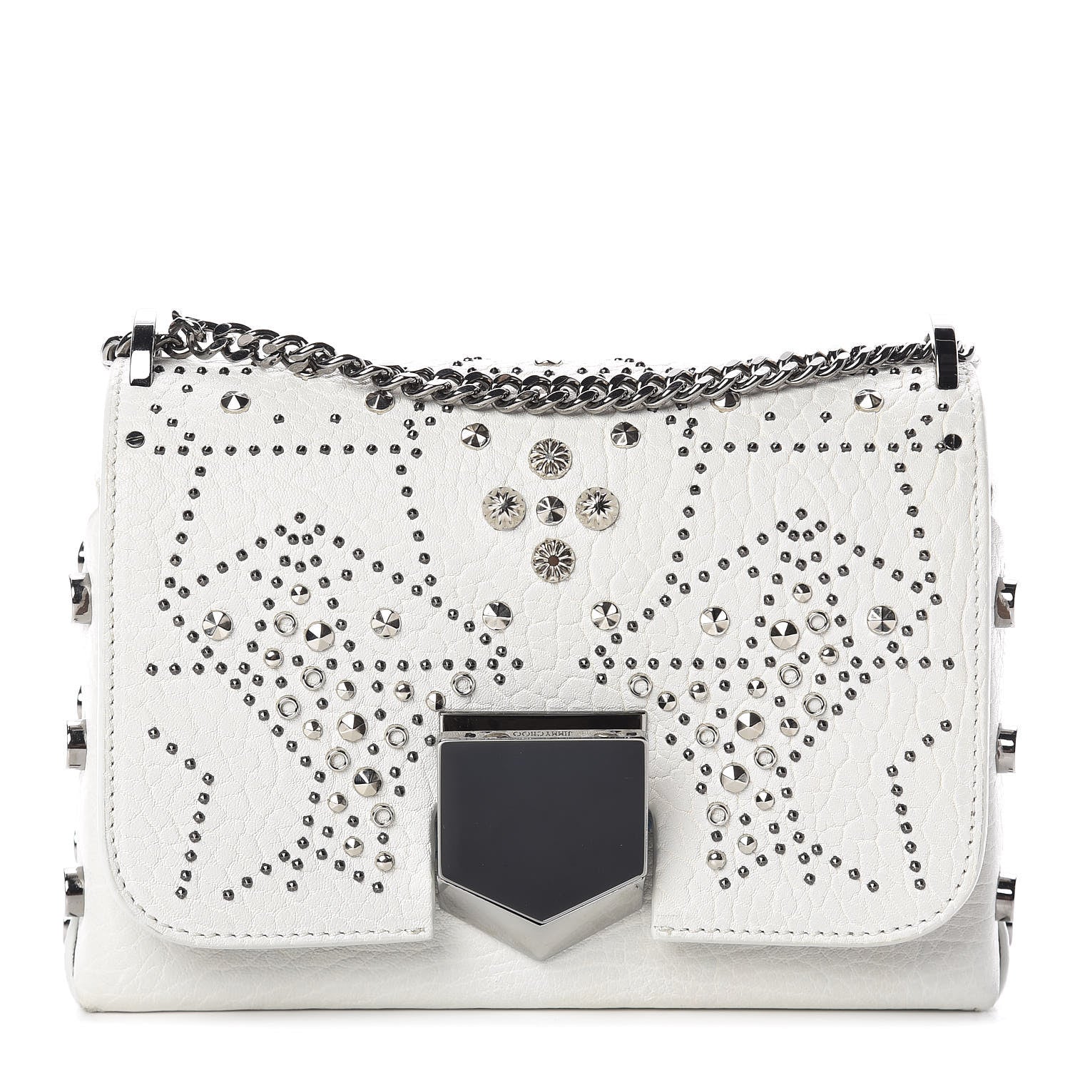 Jimmy Choo Lambskin Studded Star Lockett Petite Crossbody Bag Chalk 1 of 10